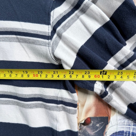 Foot‎ Locker 2XL Striped Long Sleeve Polo Shirt Menswear Blue Gray Casual - Picture 3 of 8